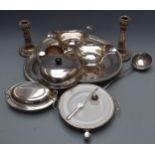 Silver plated ware including a pair of Harrods oval serving platters with gadrooned edges, Harrods