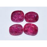 Four loose oval cut rubies, total 4.54ct