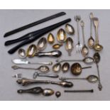 Hallmarked silver and white metal spoons, spoon bowls and a comb back, weight 162g, together with