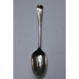 George III bottom hallmarked silver Hanoverian pattern table spoon with shell back, London 1765,