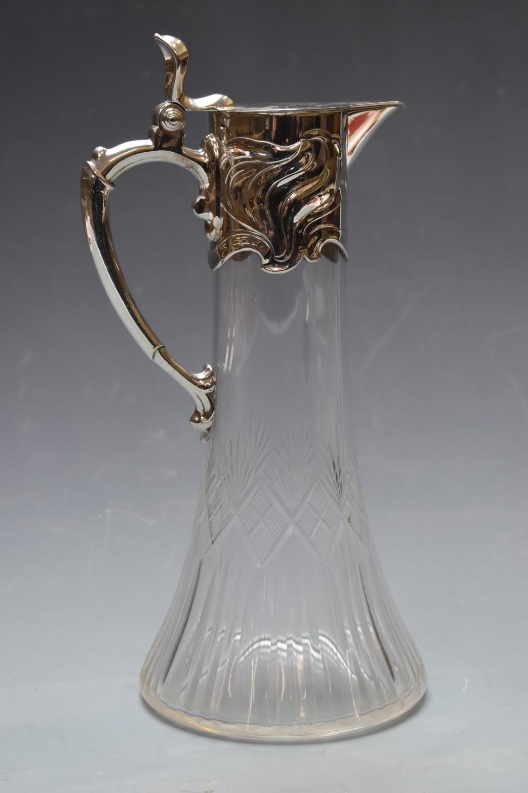 WMF cut glass claret jug with silver plated mount, H29cm - Image 2 of 2