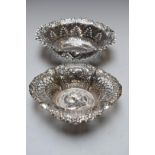 Victorian hallmarked silver bon bon dish with pierced and embossed decoration, Sheffield 1897, maker