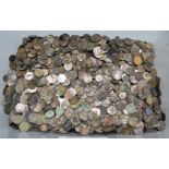 A very large quantity of old UK coinage, mostly found in a water butt and largely decimal,
