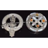 Scottish silver brooch set with agate and a silver brooch/pin in the form of a buckle