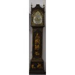 Late 18th / early 19thC Georgian longcase clock in Chinoiserie style painted lacquered case, the