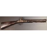 Flintlock hammer action blunderbuss with lock stamped with East India Company insignia and 1772,