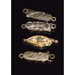 Four 9ct gold clasps, 2g