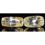 Two loose Ceylon natural untreated cushion mixed cut yellow sapphires of 3.63ct & 4.64ct, with Gem &