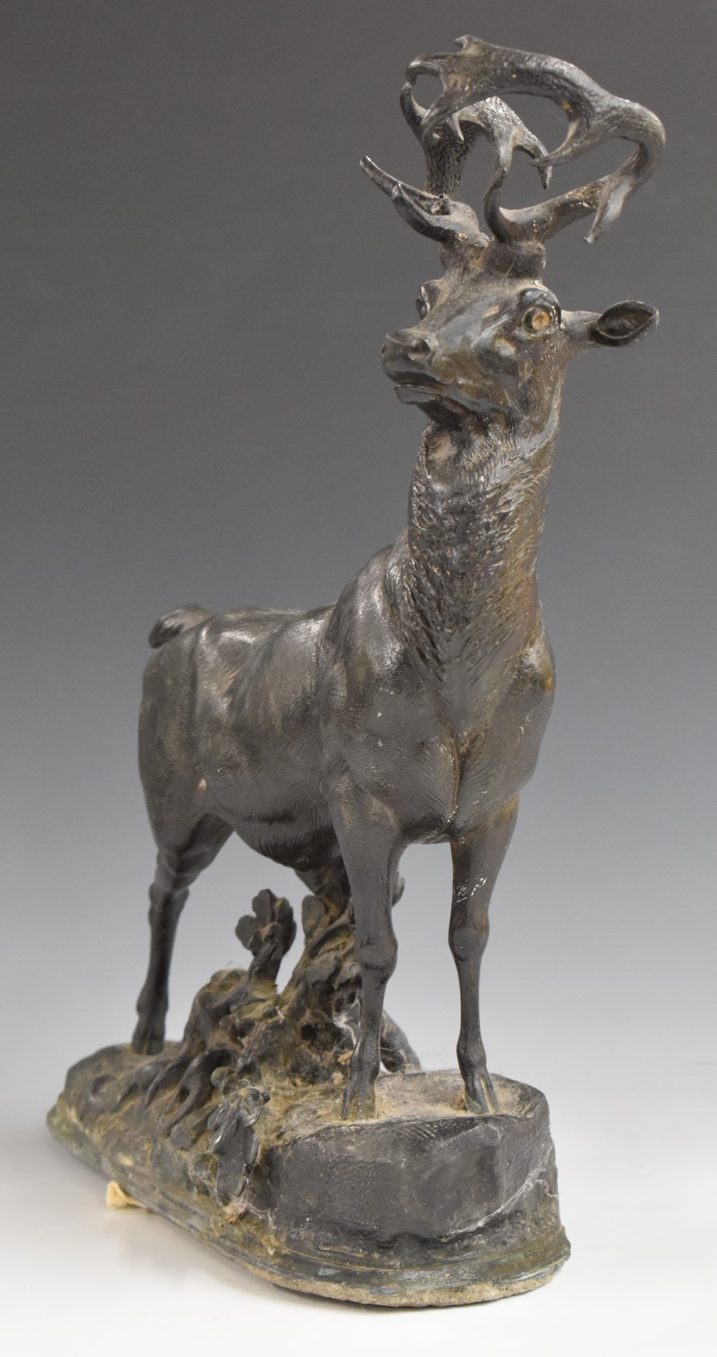 Spelter study of a stag on naturalistic base, H40cm - Image 2 of 6