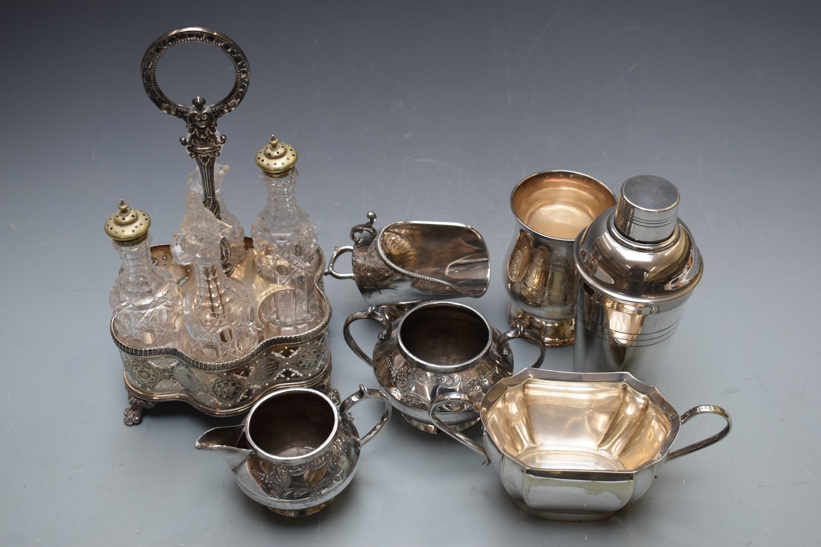 Silver plated ware including two champagne buckets (height of taller 26cm), two cocktail shakers, - Image 2 of 2