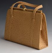 Czarina vintage ostrich leather handbag, 23 x 29cm
