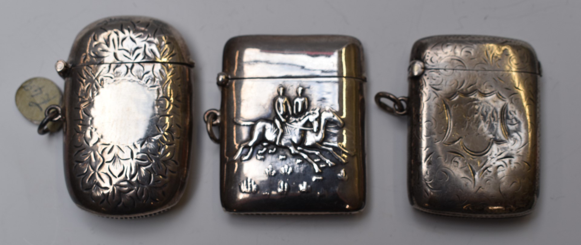 Victorian hallmarked silver vesta case, Chester 1896, maker William Neale, further vesta case marked
