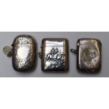 Victorian hallmarked silver vesta case, Chester 1896, maker William Neale, further vesta case marked