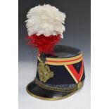 French fireman's parade hat with Paris coat of arms to front and feather plume above