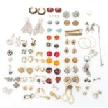 A collection of vintage earrings including Jewelcraft, Sarah Coventry, Trifari and diamanté and a