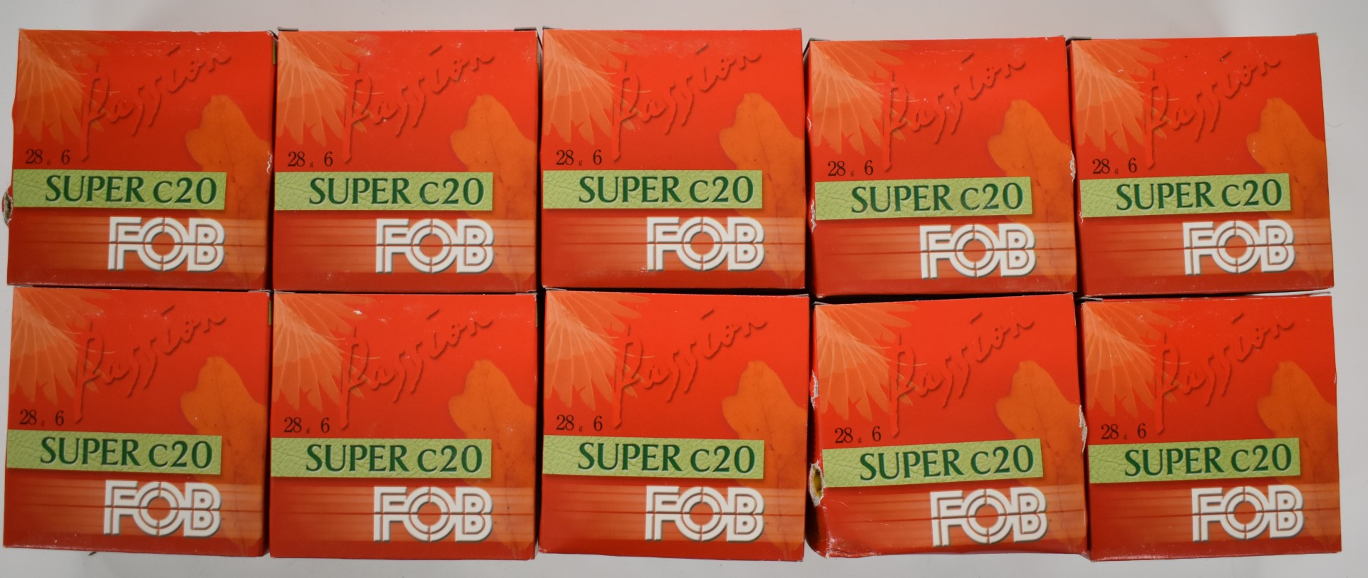 Two-hundred-and-fifty FOB Super 20 Passion 20 bore shotgun cartridges, in original delivery box.