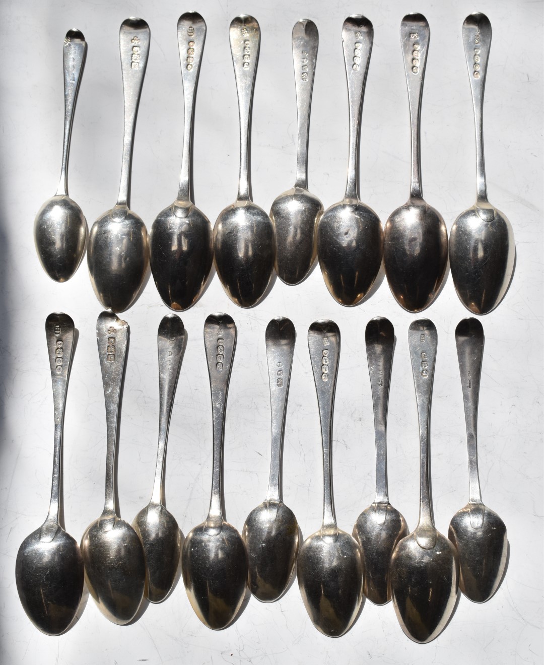 Seventeen Georgian bright cut hallmarked silver teaspoons, various dates and makers including some - Image 2 of 6