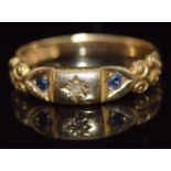Edwardian 18ct gold ring set with diamonds and paste, Birmingham 1903, 2.6g, size L