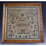 Victorian sampler by Eliza Coomber, aged 12, 1858, 34 x 32cm