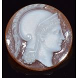 A c1900 carved agate cameo depicting Achilles, 2.1cm