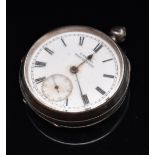 H Samuel of Manchester hallmarked silver pocket watch with inset subsidiary seconds dial, gold