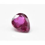 A loose 0.63ct pear mixed cut natural ruby, with certificate