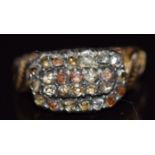 Victorian ring set with rose cut diamonds, 3.3g, size L