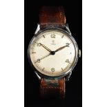 Tudor gentleman's wristwatch with luminous hands, Arabic numerals and baton markers, silver dial,