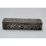 German white metal snuff box with embossed Oriental style scene to lid, maker Simon Rosenam, Bad