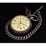 Samuel Edgcumbe hallmarked silver open faced pocket watch with subsidiary seconds dial, black
