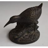 A bronze study of a Bittern bird, impressed I Bonheur to base, H10cm