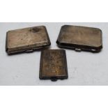 Three various hallmarked silver cigarette cases, all with engine turned decoration, length of