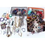 A collection of costume jewellery including necklaces, bracelets, etc