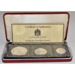 Central Bank of Malta cased three silver coin set, 48g