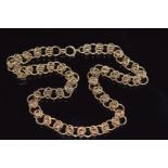 A 9ct gold necklace made up of knotted links, 29.8g, 26cm long