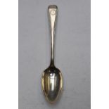 George III hallmarked silver Old English pattern table spoon with decorative line edge, London 1807,