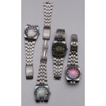 Four Eden gentleman's wristwatches each with date aperture, luminous hands, silver hour markers,