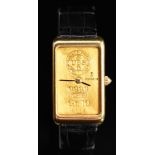 Corum 18ct gold gentleman's wristwatch with 'Union Bank of Switzerland 9999 GR10' ingot dial,