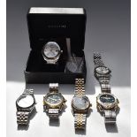 Six various gentleman's wristwatches including Accurist The Greenwich Commemoratives GMT105, in