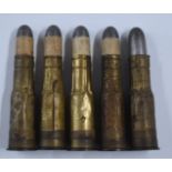 Five original .577/450 Martini-Henry rifle cartridges.  PLEASE NOTE THAT A VALID RELEVANT FIREARMS/