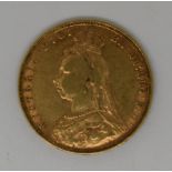 1892 Queen Victoria gold full sovereign, jubilee head