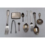 Hallmarked silver items including Scottish William IV or Victorian fork Edinburgh 1837, spoon and