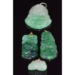 Four Chinese jade pendant, largest 2.8cm