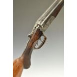 Hubertus of Suhl Germany 12 bore side by side ejector shotgun with heavily engraved scenes of