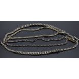Three silver fob chains/ Alberts, 74g and one other watch chain
