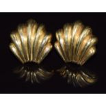 A pair of 18ct gold shell earrings, 6.5g