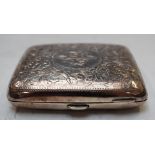 Edward VII hallmarked silver cigarette case, with engraved decoration, Birmingham 1901, maker Joseph