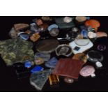 A collection of agate sections, cabochons, etc