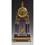 Continental style mantel clock with gilt metal mounts, H48cm, in fitted box.