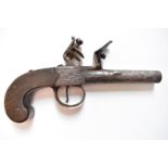 Ward & Steele flintlock pocket pistol with named and engraved lock, engraved trigger guard, shaped